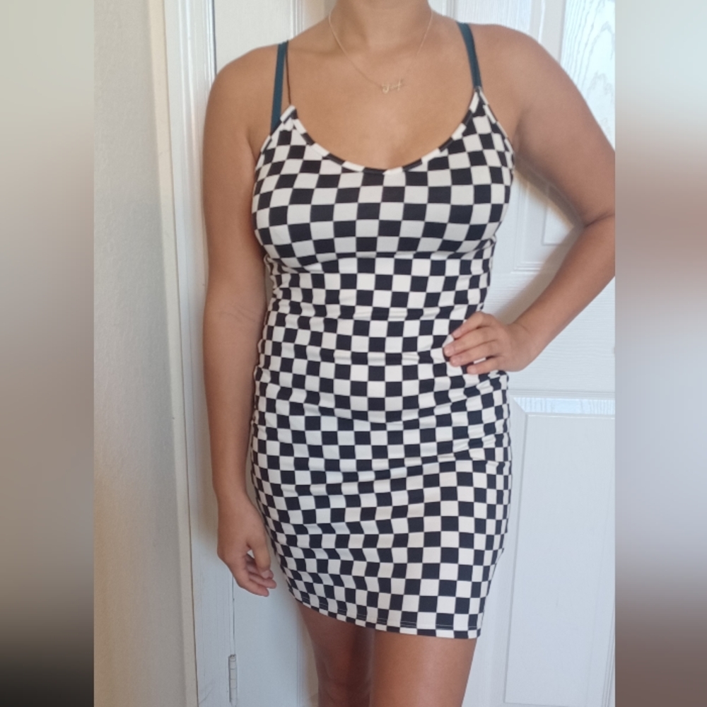 Checkered mini dress